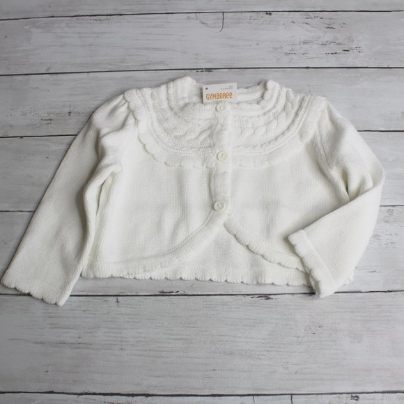 Gymboree Girl's White Cardigan Sweater Size 2T Button Up - Picture 1 of 5